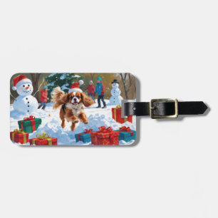 Cavalier King Charles Spaniel Snow with Christmas  Luggage Tag