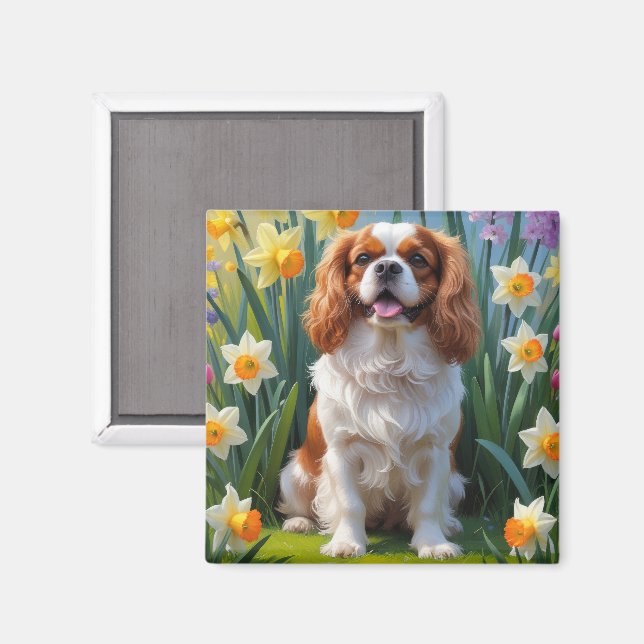 Cavalier King Charles Spaniel Spring Flowers  Magnet (Front/Back)