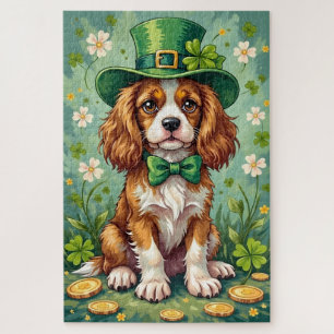 Cavalier King Charles Spaniel St Patrick’s Day Dog Jigsaw Puzzle