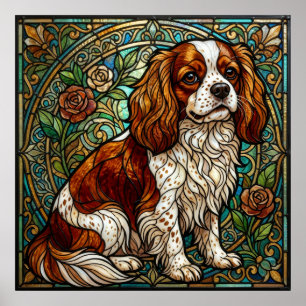 Cavalier King Charles Spaniel Stained Glass Poster