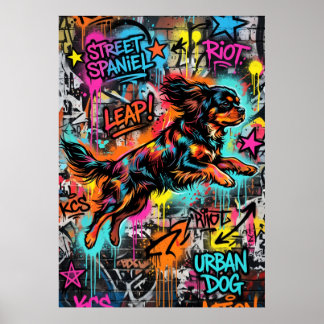 Cavalier King Charles Spaniel Street Art Graffiti Poster