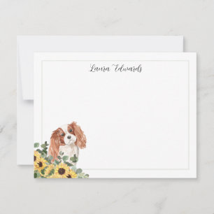 Cavalier King Charles Spaniel Sunflower Eucalyptus Card