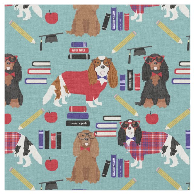 Cavalier King Charles Spaniel teacher school Fabric (Close Up)