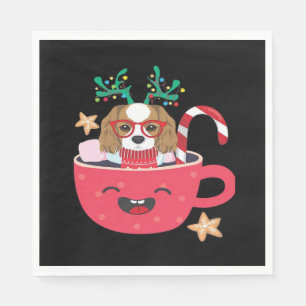 Cavalier King Charles Spaniel Teacup Xmas Holiday Napkin