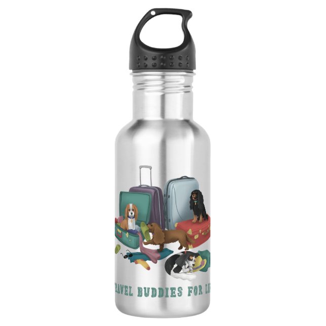 Cavalier King Charles Spaniel Travel Design 532 Ml Water Bottle (Front)