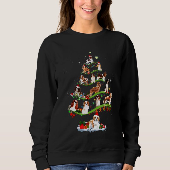 Cavalier King Charles Spaniel Tree Christmas Candy Sweatshirt (Front)