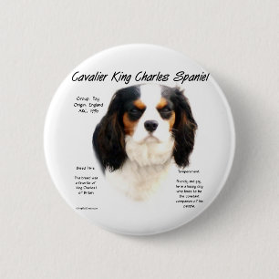 Cavalier King Charles Spaniel (tricolor) History 6 Cm Round Badge