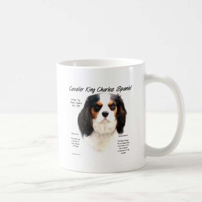Cavalier King Charles Spaniel (tricolor) History Coffee Mug (Right)