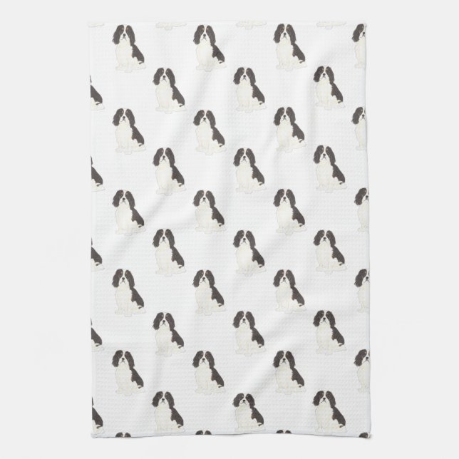 Cavalier King Charles Spaniel (Tricolor) Tea Towel (Vertical)