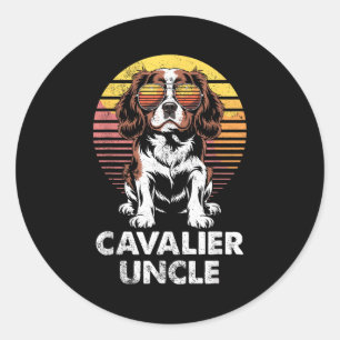 Cavalier King Charles Spaniel Uncle Vintage Dog Ow Classic Round Sticker