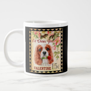 Cavalier King Charles Spaniel Valentine With Rose Large Coffee Mug