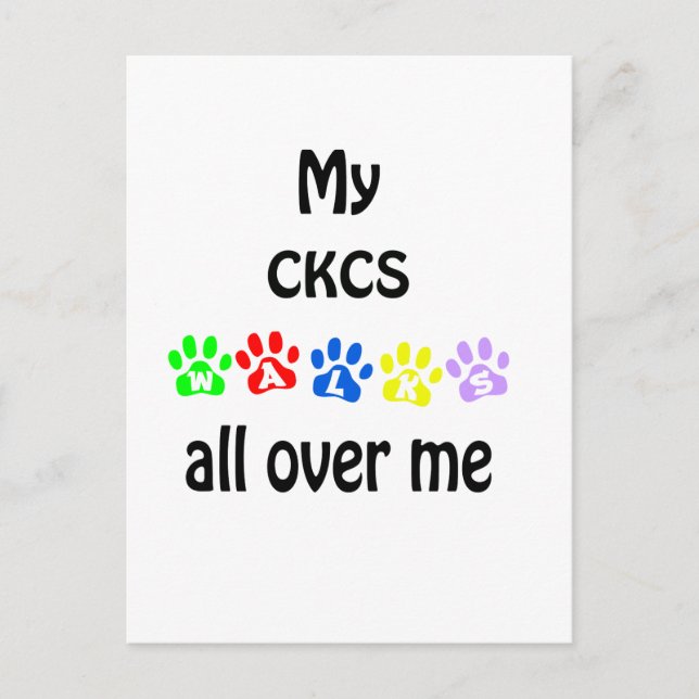 Cavalier King Charles Spaniel Walks Design Postcard (Front)