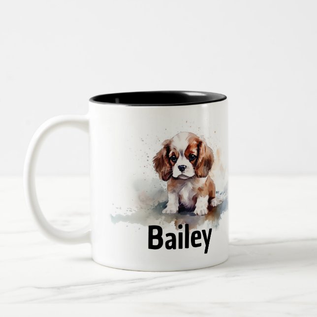 Cavalier King Charles Spaniel Watercolor Mug (Left)