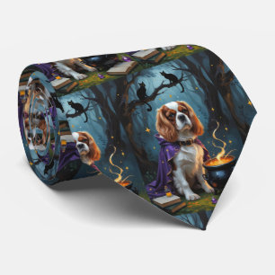 Cavalier King Charles Spaniel Whimsical Halloween  Tie
