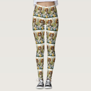 Cavalier King Charles Spaniel with Easter Eggs Leggings