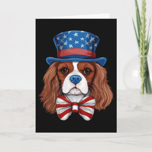 Cavalier King Charles Spaniel With Usa Flag Indepe Card