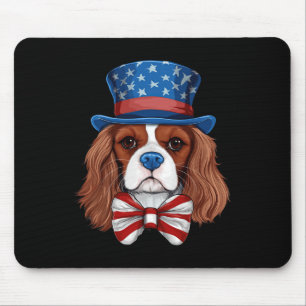 Cavalier King Charles Spaniel With Usa Flag Indepe Mouse Mat