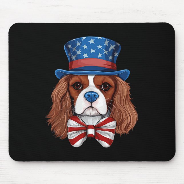 Cavalier King Charles Spaniel With Usa Flag Indepe Mouse Mat (Front)
