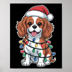 Cavalier King Charles Spaniel Wrapped In Christmas Poster