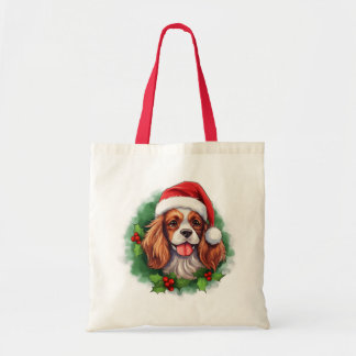 Cavalier King Charles Spaniel Wreath Tote Bag