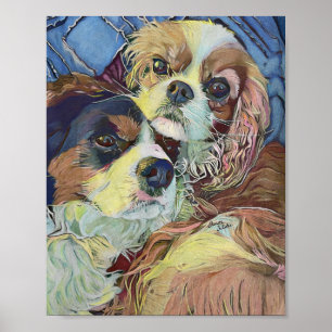 Cavalier King Charles Spaniel's Cuddling  Poster