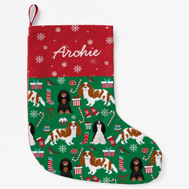 Cavalier King Charles Spaniels dog Small Christmas Stocking (Front)