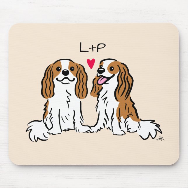 Cavalier King Charles Spaniels Dogs with Your Text Mouse Mat (Front)