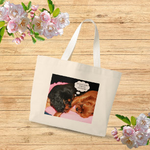 Cavalier King Charles Spaniels Puppies Large Tote Bag