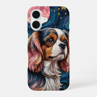 Cavalier King Charles Stained Glass Stars Moon iPhone 16 Case