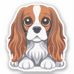 Cavalier king charles sticker illustrated