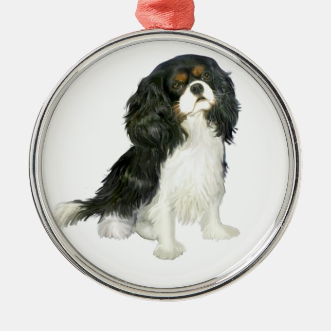Cavalier King Charles - Tri Coloured Metal Tree Decoration (Front)