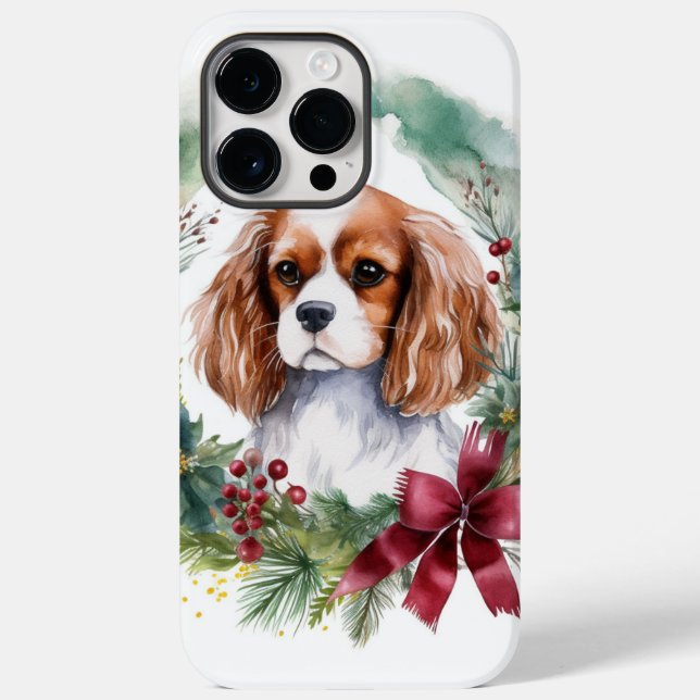 Cavalier King Christmas Wreath Festive Pup  Case-Mate iPhone Case (Back)