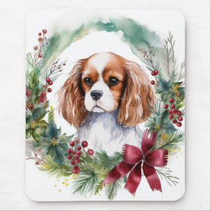 Cavalier King Christmas Wreath Festive Pup  Mouse Mat