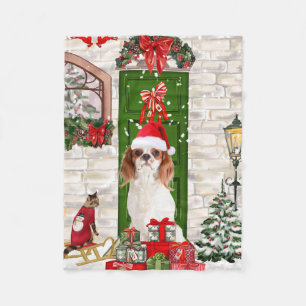 Cavalier King Dog Christmas   Fleece Blanket
