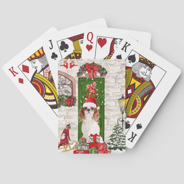 Cavalier King Dog Christmas  Playing Cards (Back)