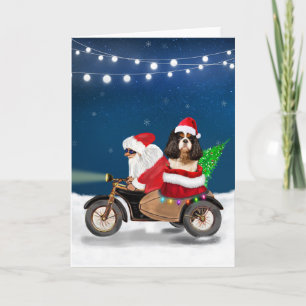 Cavalier King Dog Christmas Santa Claus  Card