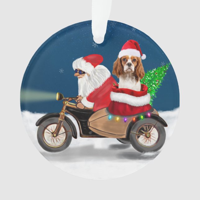 Cavalier King Dog Christmas Santa Claus  Ornament (Front)