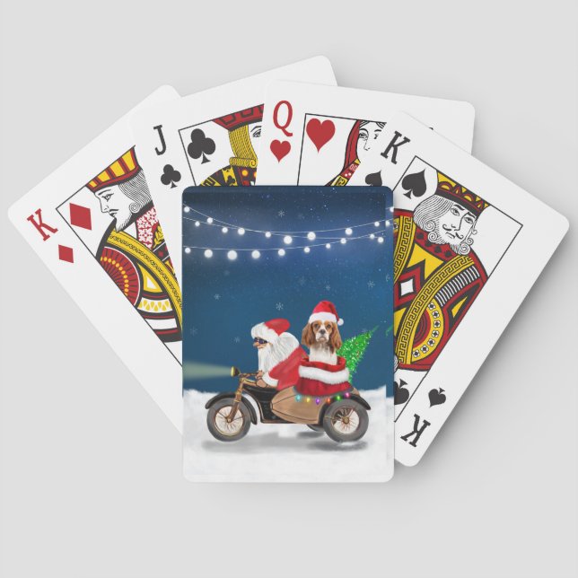 Cavalier King Dog Christmas Santa Claus  Playing Cards (Back)
