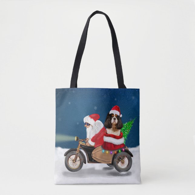 Cavalier King Dog Christmas Santa Claus  Tote Bag (Front)