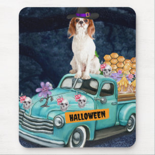 Cavalier King Dog Halloween Truck Scary Night Mouse Mat