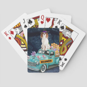 Cavalier King Dog Halloween Truck Scary Night  Playing Cards
