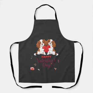 Cavalier King Dog Happy Valentines Day Floral Apron