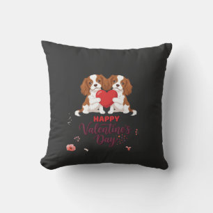 Cavalier King Dog Happy Valentines Day Floral Cushion