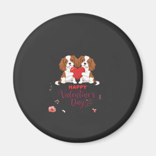 Cavalier King Dog Happy Valentines Day Floral Magnet
