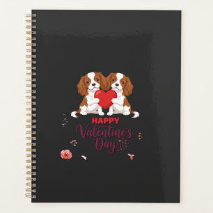 Cavalier King Dog Happy Valentines Day Floral Planner