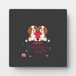 Cavalier King Dog Happy Valentines Day Floral Plaque