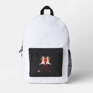 Cavalier King Dog Happy Valentines Day Floral Printed Backpack