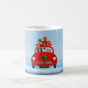 Cavalier King Dog In Car With Santa Claus  Coffee Mug