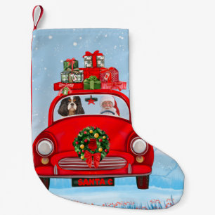 Cavalier King Dog In Car With Santa Claus Small Christmas Stocking