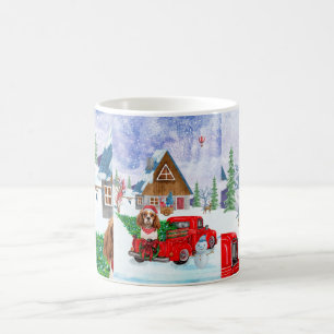 Cavalier King Dog In Christmas Delivery Truck Snow Coffee Mug